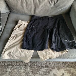Lot of 2 Huk Men's Black and Tan Fishing Performance Shorts